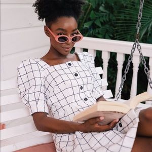 Gal meets glam Dawn windowpane print dress